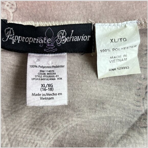 Appropriate Behavior - Smokey Pink Taupe Gold Paisley Tee Size XL (16-18) - Picture 8 of 12